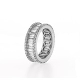 3 Row Baguette & Round Diamond Eternity Band in 18K White Gold